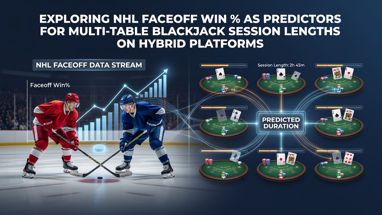 NHL faceoff statistics displayed alongside multi-table blackjack interfaces on a hybrid gaming platform during the 2026 season