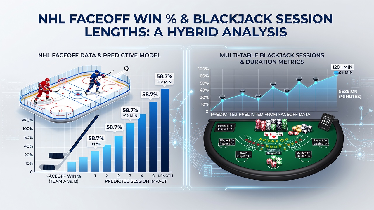 Data visualization showing correlations between NHL faceoff percentages and blackjack session durations on hybrid platforms